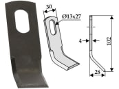 Industriehof® Y-Messer 102 x 30 x 4 mm, Bohrung 27 x 13 mm, für Mulcher Peruzzo, 63-ISE-98 