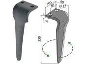 Industriehof® Kreiseleggenzinken links/rechts 100 x 330 x 14 mm, Bohrung 17 mm für Frandent 