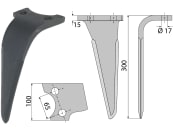 Industriehof® Kreiseleggenzinken links 100 x 300 x 15 mm, Bohrung 17 mm für Celli, Perugini, RH-PRG-04L 