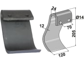 Industriehof® Schlegelmesser 205 x 120 x 12 mm, Bohrung 14 mm, für Mulcher Dücker, 63-IND-196 