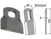 Industriehof® Schlegelmesser gerade 104 x 40 x 6 mm, Bohrung 34 x 16,5 mm, für Ferri, 63-FEI-49 