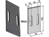 Industriehof® Abstreifer 124 x 70 x 5 mm, Bohrung 43 x 9 mm für Morra, Quivogne Packerwalzen, 51-Q100 