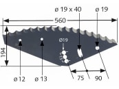 MWS Messer 560 x 194 x 5 mm, halbrund, gezahnt für Futtermischwagen Mayer Siloking 