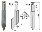 Industriehof® Rotorzinken links/rechts 190 x 25 x 25 mm, Bohrung 10 mm für Rau, RH55A 