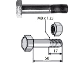 Industriehof® Sechskantschraube M 8 x 1,25 x 50 - 10.9 mit Sicherungsmutter für Agria, 63-855-1 