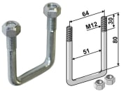 Industriehof® Bügelschraube L x B innen 80 x 51 mm, M 12 x 1,75 - 8.8 mit selbstsichernden Muttern, 30-101-6 