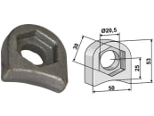 Industriehof® Halter 53 x 50 x 18 mm, Bohrung 20,5 mm, mit Sechkantansatz Sicma Schlegelmesser, 63-RM-915 