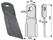 Industriehof® Mulchmesser rechts, 390 x 90/105 x 10 mm, Bohrung 30 mm für BAMS, 63-BAM-01-R 