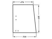 Seitenscheibe, 470/510 x 640 x 5 mm, klar, links/rechts, schiebbar, für Deutz-Fahr 6006, 7006, 8006, 10006 - Kabine Fritzmeier Europa 8102, Fritzmeier - Verdecke M711 und 771, Kabine Fritzmeier Europa 8102 