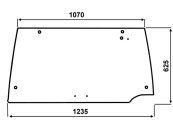 Heckscheibe, bronze, 3-Loch-Befestigung, mit Öffnung, für Case IH 5000, Kabine Maxxum; Maxxum Pro 