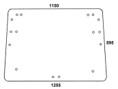 Heckscheibe, grün, 6-Loch-Befestigung, für Renault -12, -14, -34, -54, Kabine TL; TS; TX; TZ 