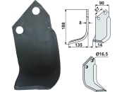 Industriehof® Fräsmesser rechts 188 x 90 x 8 mm, Bohrung 16,5 mm für Kuhn, KUH-73R 