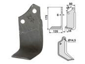 Industriehof® Fräsmesser rechts 175 x 80 x 6 mm, Bohrung 14,5 mm für Maschio, MAS-11R 