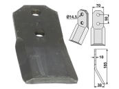 Industriehof® Rotorzinken links/rechts 185 x 70 x 10 mm, Bohrung 14,5 mm für Pegoraro, PEG-05 