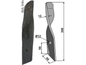 Industriehof® Rollspatenmesser links/rechts 350 x 50 x 12 mm Bohrung 12 mm für "Dyna-Drive Jumbo" 