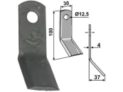 Industriehof® Y-Messer 100 x 30 x 4 mm, Bohrung 12,5 mm, für B.C.S., 63-BCS-20 