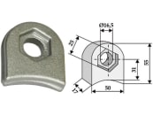 Industriehof® Halter 55 x 50 x 17 mm, Bohrung 16,5 mm, mit Sechkantansatz universal Schlegelmesser, 63-RM-904 