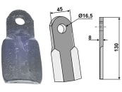 Industriehof® Schlegelmesser gerade 130 x 45 x 8 mm, Bohrung 16,5 mm, für Maschio, 63-ZZZ-08 