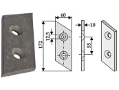 Industriehof® Schlegelmesser 172 x 60 x 10 mm, Bohrung 12,5 mm, für Cosmotor Grabenfräsen, 633-SCO-02 