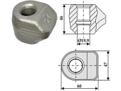 Industriehof® Halter 60 x 47 x 46 mm, Bohrung 20 mm für GRaben- und Straßenfräse, 635-0014 