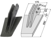 Industriehof® Spaten 368 x 170 x 10 mm, Abstand Bohrungen 70 mm, Bohrung 14,5 mm, für Selvatici: "Modell A - 1", "Modell L - N - P", 631-VAN-18 