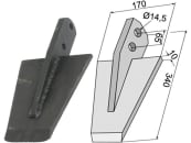 Industriehof® Spaten 340 x 170 x 10 mm, Abstand Bohrungen 65 mm, Bohrung 14,5 mm, für Tortella: Typ schmal, 631-VAN-26 