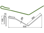 Industriehof® Striegelzinken 530 x 9 mm außen rechts für Amazone Saatstriegel, 10.ST-A18 