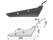 Industriehof® Rübenroderschar links, 450 x 8 mm, Tiefe 170 mm für Moreau Rübenroder, 34-AS475RL 