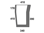 Frontscheibe, grün/klar, unten links, Höhe 390 mm; 588 mm, geklebt, Siebdruck, für Massey Ferguson 4000 