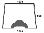 Frontscheibe, grün/klar, unten, fest, geklebt, Siebdruck, für Massey Ferguson 4000 (Motor unten) 