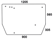 Heckscheibe, klar, 5-Loch-Befestigung, mit verschiedene Lochmaßen, für Zetor 7520, 8520, 9520, 10520, 7540, 8540, 9540, 10540, Kabine UR 3 