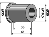 Industriehof® Buchse 38/41 x 6,75/9,25 mm, Ø innen 16,5 mm, Ø außen 38 mm; 41 mm, für Breviglieri Kreiseleggenzinken, 31-3252 