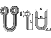 Industriehof® Schäkel gerade, Bohrung 10 mm, für Fischer, 63-HAN-73 