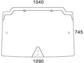 Frontscheibe, grün, Bohrungen 6, ausstellbar, Siebdruck, für Case IH, Ford New Holland, Steyr, Kabine 4000; JX-C; Kompakt; TN 