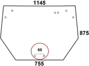 Heckscheibe, klar, Abstand Bohrungen unten 60 mm, für Deutz-Fahr Agrofarm, Agroplus, Hürlimann XA, XB, Same Dorado, Explorer, Roller, Sprint, Kabine Agrofarm; Agroplus; R 2 Cab; R 3 Cab 