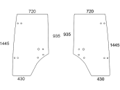 Türscheibe, grün, links/rechts, für Deutz-Fahr Agrotrac 100, 110, 130, 150, 610, 620 