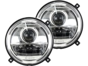 LED-Hauptscheinwerferset links/rechts 10 – 30 V 1.560 lm; 2.760 lm, Abblendlicht; Fernlicht, für Frontgrill Traktor Massey Ferguson MF 5000, 6000, 7000, 8000 