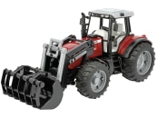 Bruder® Modell "Massey Ferguson Traktor 7480" mit Frontlader, Holztransportanhänger und 3 Baumstämmen 1:16, 02046 