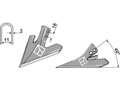 Industriehof® Hackschar, Arbeitsbreite 120 mm, Arbeitswinkel 40 ° für Hackgerät Einböck, Schmotzer, 1.10.1007 