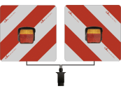 Warntafel "Folie Typ 1" links/rechts 423 x 423 mm rot; weiß, einseitig beklebt, mit Schlussleuchte "ROM IV" mit Blinkerausfallkontrolle Warntafel "Folie Typ 1" links/rechts 423 x 423 mm rot; weiß, einseitig beklebt, mit Schlussleuchte "ROM IV" mit Blinkerausfallkontrolle