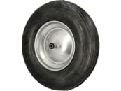 Knochenmuß Komplettrad 400x100, 4.80/4.00-8 4 PR Rille, Felge Stahlblech, silber lackiert, Nylon-Gleitlager, Nabe 100 x 17 mm 