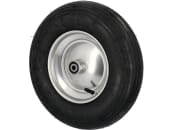Knochenmuß Komplettrad 400x100, 4.80/4.00-8 4 PR Rille, Felge Stahlblech, silber lackiert, Kugellager, Nabe 100 x 17 mm 