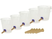 KERBL Kälbertränkeeimer 8 l, 5er Set mit 5 x Eimer, 5 x ClipFix-Ventil, 10 x Sauger , Kunststoff (transparent, lebensmittelecht), 14246 