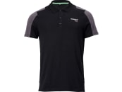 Fendt Poloshirt für Herren schwarz; grau, reflektierendes Fendt-Logo und Profi-Schriftzug auf Brust und Rücken 