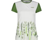 Fendt T-Shirt für Damen weiß; grün, Gräseraufdruck und Fendt Logo auf Brust 