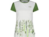Fendt T-Shirt für Damen weiß; grün, Gräseraufdruck und Fendt Logo auf Brust 