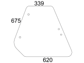 Seitenscheibe, klar, neue Ausführung, für Fiat -88, -90, 580, 680, 780, 880, 980, Kabine CS 14; CS 15; CS 16; CS 17; CS 18; CS 19 