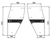 Türscheibe links/rechts Siebdruck, neue Ausführung mit 4 Scharnierbohrungen, für Deutz-Fahr DX 4, DX 6, DX 7, DX 8 