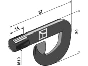 Industriehof® Hakenschraube M 10 x 57, für Amazone Aufsitzmäher Cityhopper, Grasshopper, Profihopper, Kehrmaschine, Mähwerk, 63-AMA-69 