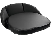 Sitzkissen, schwarz, Kunstleder, 1-teilig mit 20 cm Rücken, Riemenbefestigung 